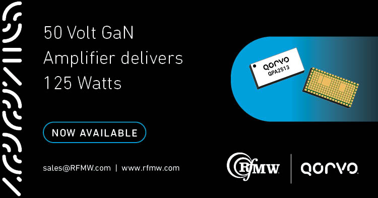 The Qorvo QPA2513 is a 2-stage, internally matched GaN Power Amplifier Module operating in the 3.1 -3.5 GHz frequency range