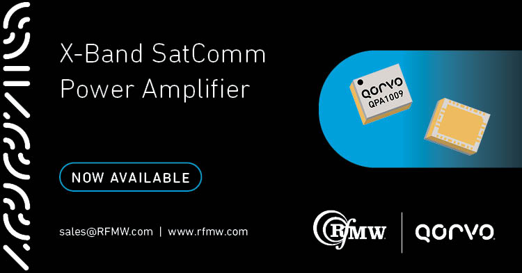 The Qorvo QPA1009 delivers an Industry leading 16 W of saturated power from 10.7 to 12.7 GHz for X-band satellite communications, radar and point-to-point communications systems.