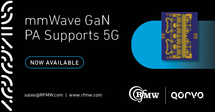 The Qorvo QPA2212D offers 10 Watts of linear power from 27.5 to 31 GHz 
