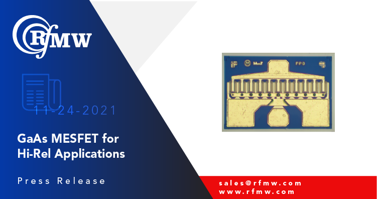 The Microwave Technology MwT-9F GaAs MESFET delivers 26.5 dBm P1dB at 12 GHz for high-gain and medium linear power in the 500 MHz to 26 GHz frequency range.